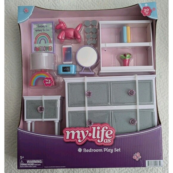 My Life As Bedroom Play Set 18" Dolls 20 Piece Set Drawers Lamp Bank Decorations - Picture 1 of 6